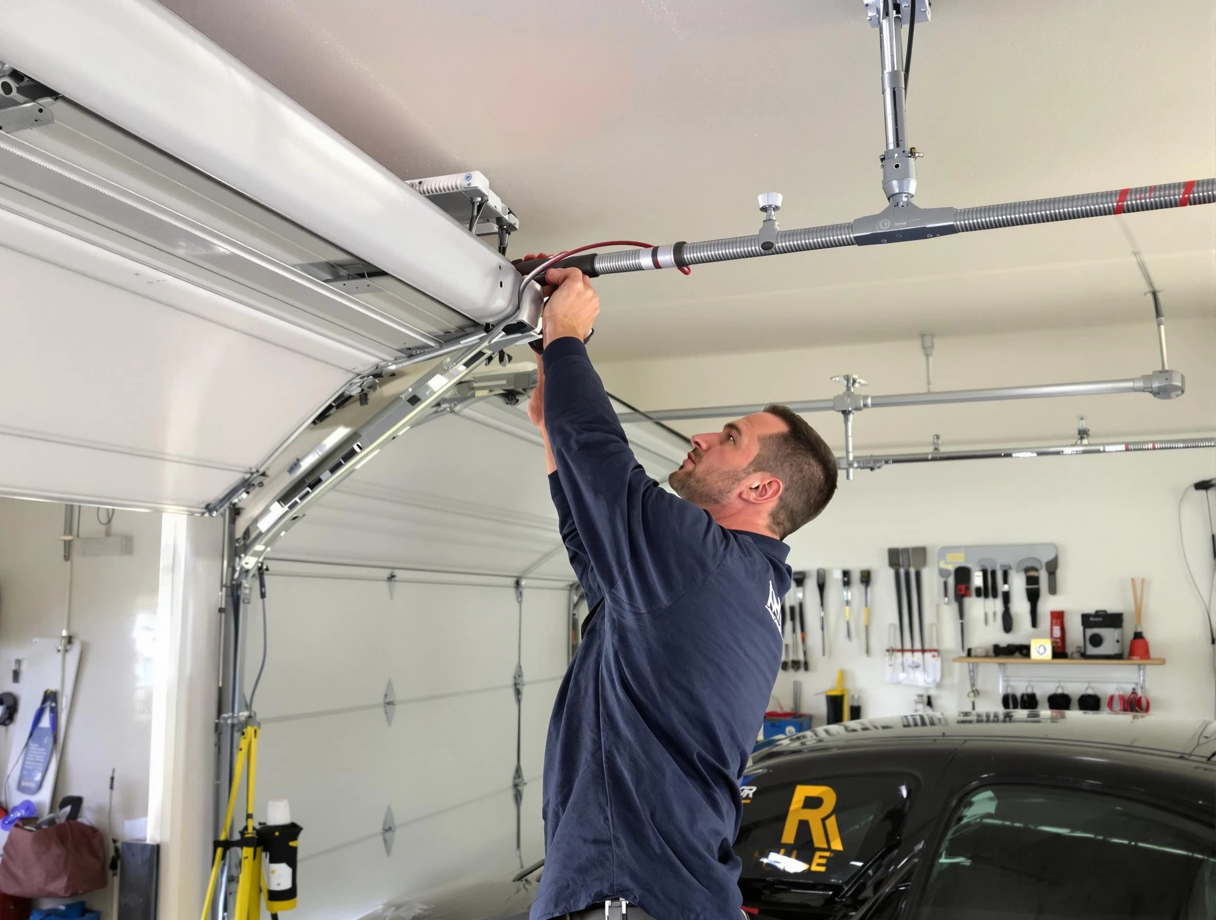 Bergenfield Garage Door Repair technician performing garage door cable repair in Bergenfield