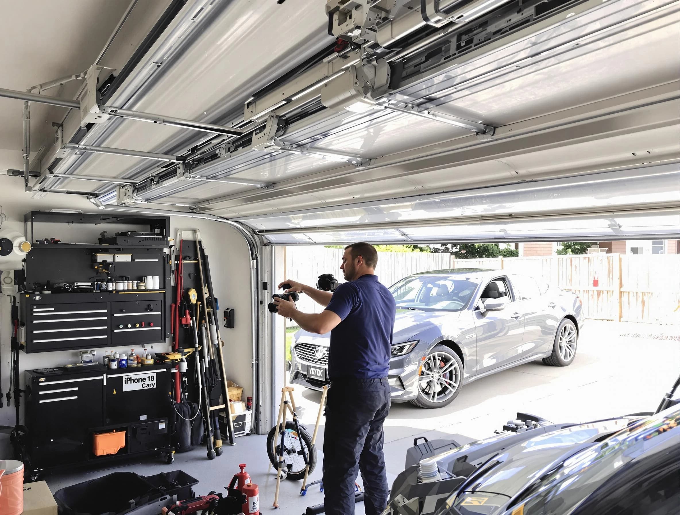 Bergenfield Garage Door Repair technician fixing noisy garage door in Bergenfield